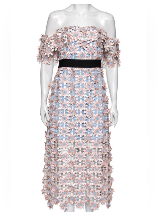Self-Portrait Dresses & Skirts - Self Portrait NWT sz 4 Off-Shoulder Floral Appliqué Maxi Dress